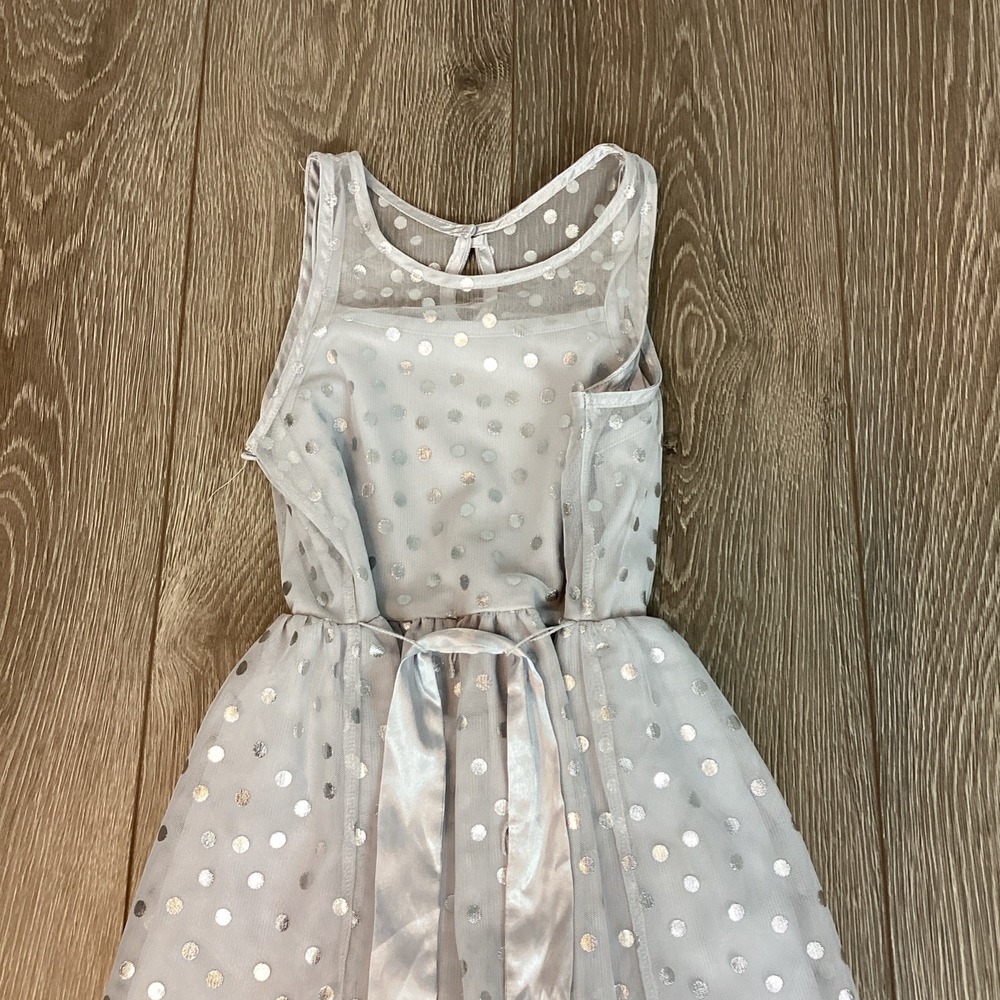 Justice Girls Polka Dot Silver‎ Sparkle Dress  8 Wedding